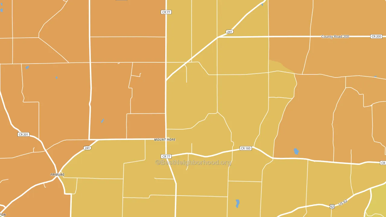 Mount Hope, OH block-group voter-turnout map