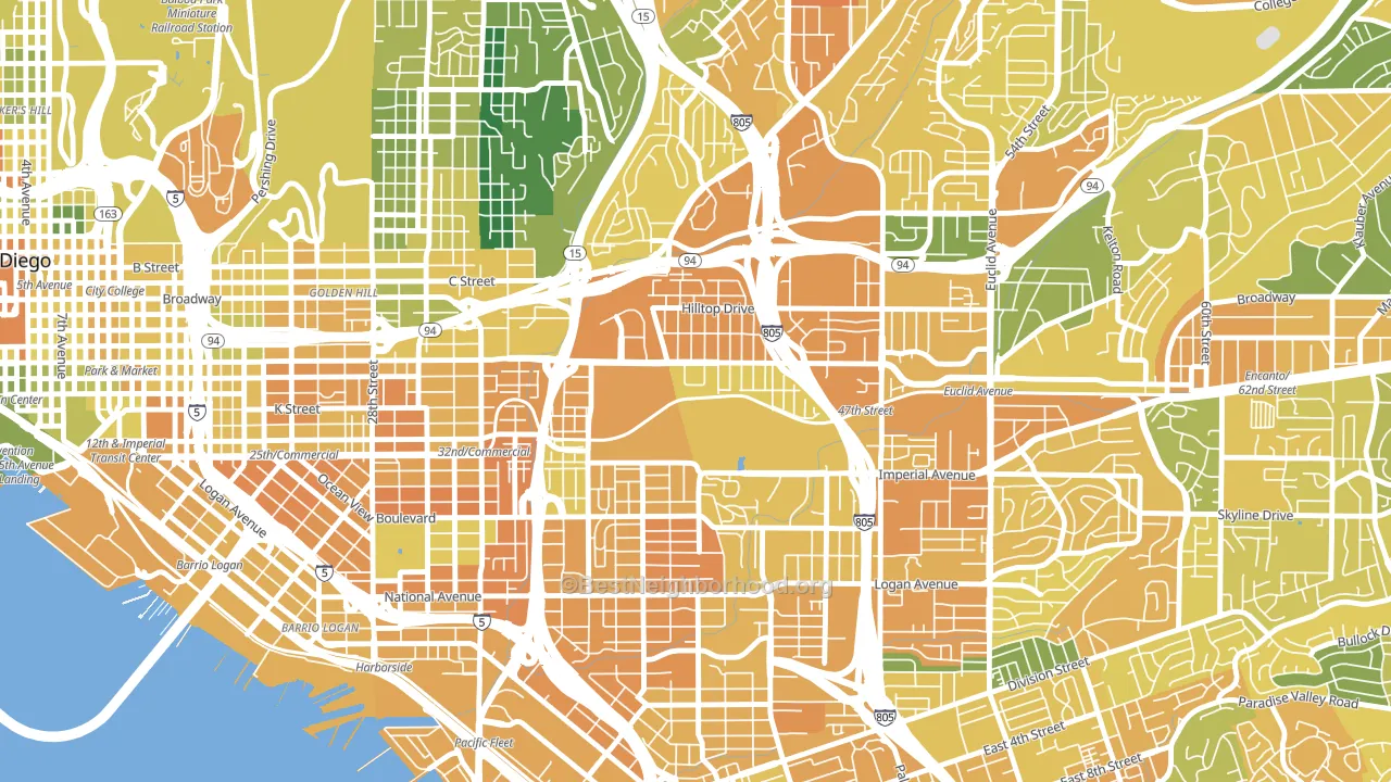 Mount Hope, San Diego, CA block-group voter-turnout map