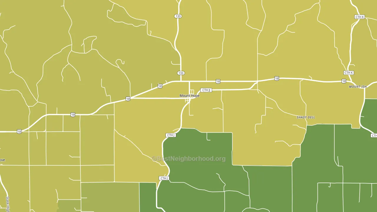 Mount Hope, WI block-group voter-turnout map