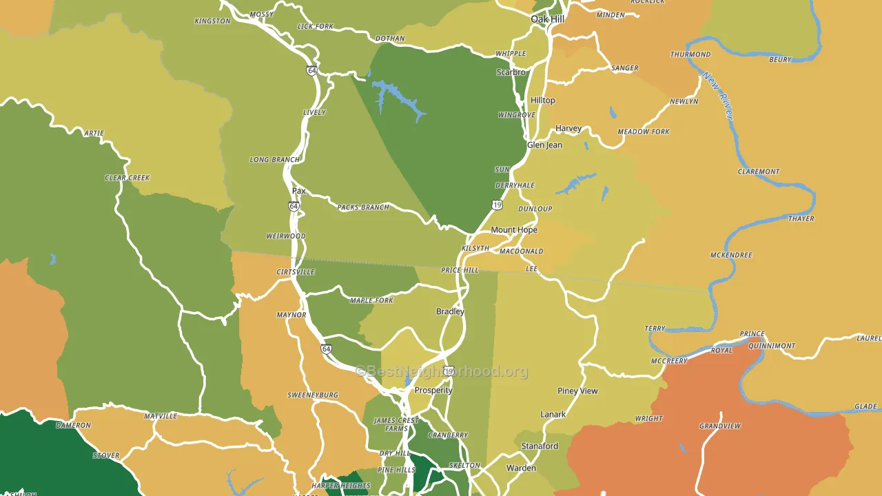 Mount Hope, WV block-group voter-turnout map