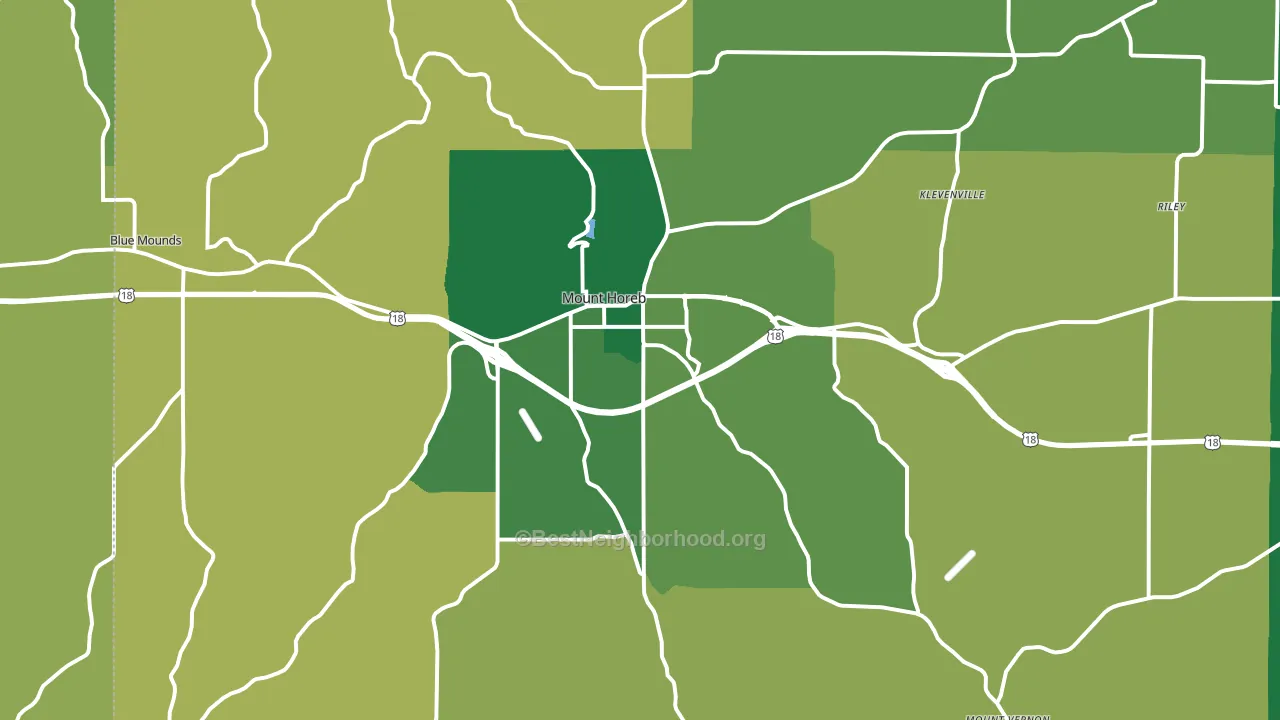 Mount Horeb, WI block-group voter-turnout map