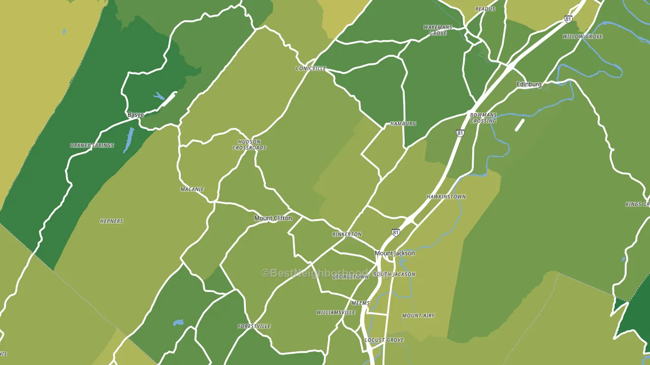 Mount Jackson, VA block-group voter-turnout map