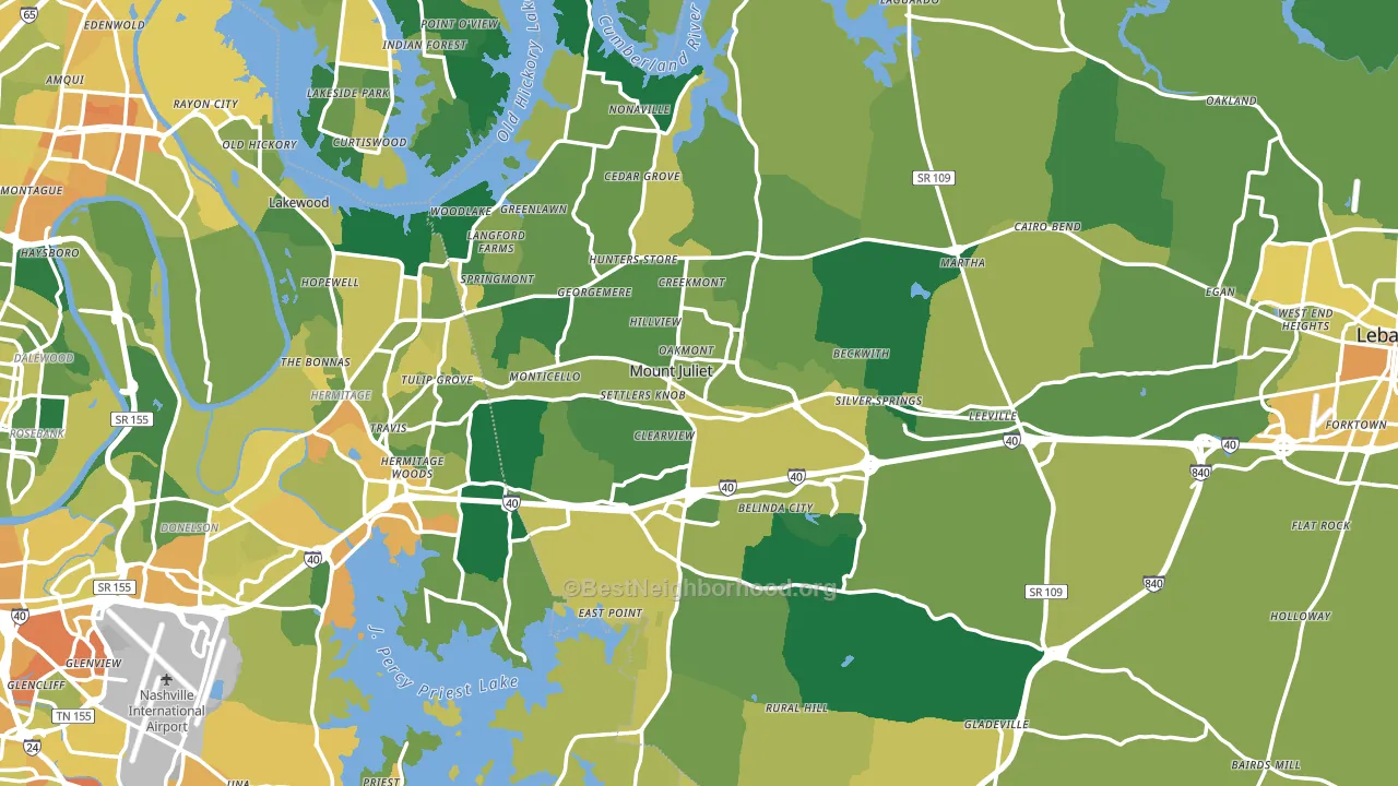 Mount Juliet, TN block-group voter-turnout map