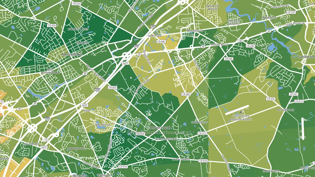 Mount Laurel, NJ block-group voter-turnout map