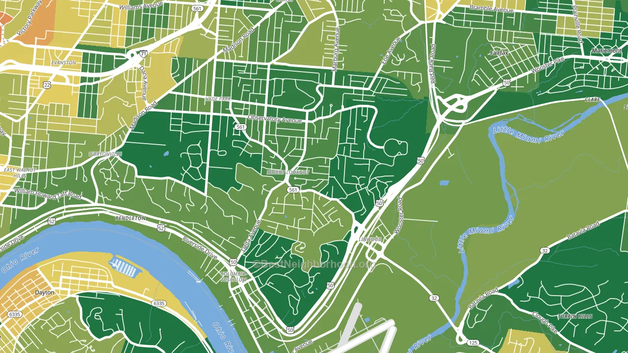Mount Lookout, Cincinnati, OH block-group voter-turnout map