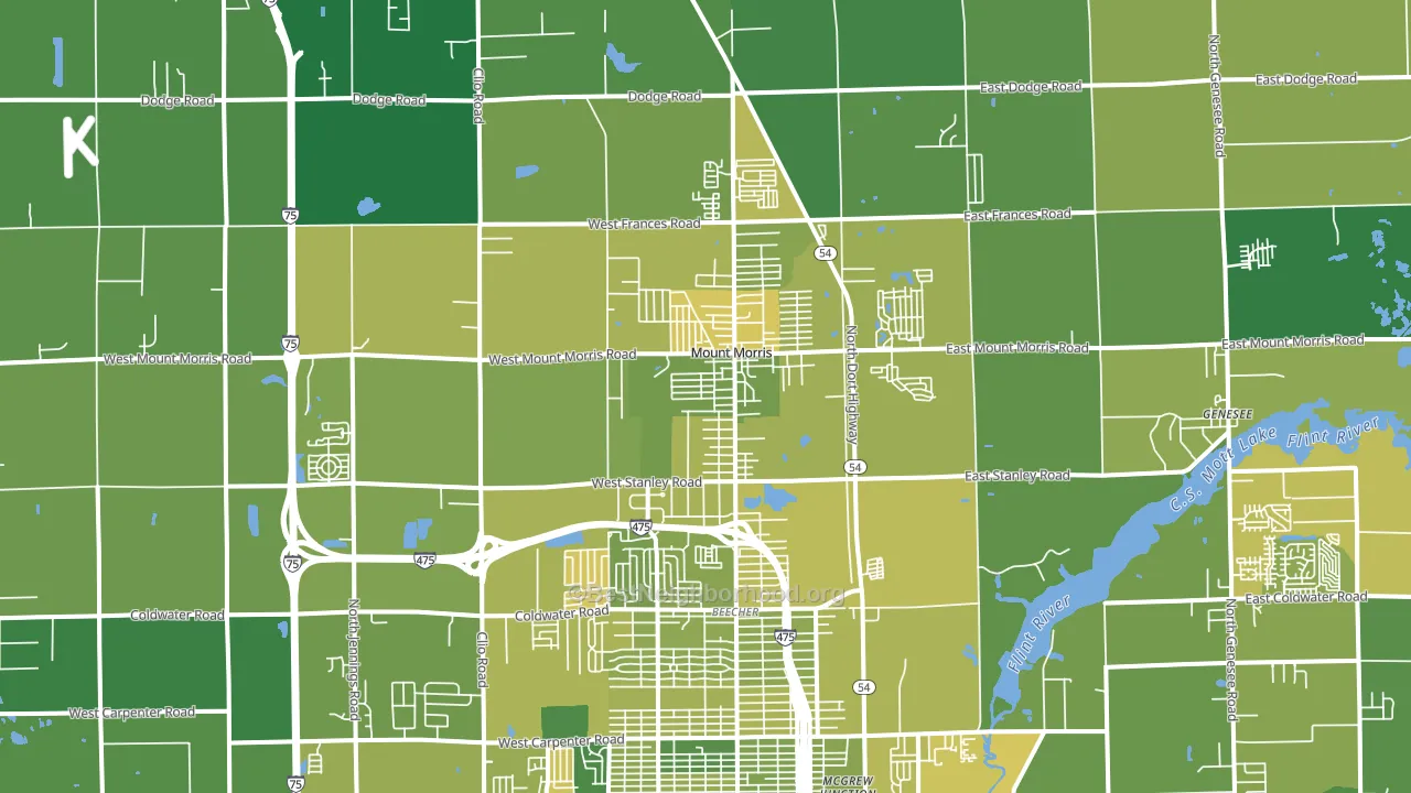 Mount Morris, MI block-group voter-turnout map