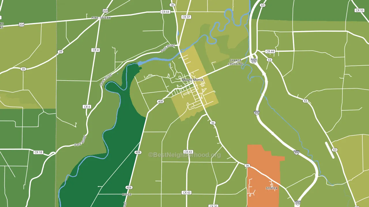 Mount Morris, NY block-group voter-turnout map