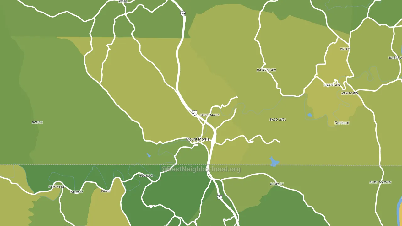 Mount Morris, PA block-group voter-turnout map