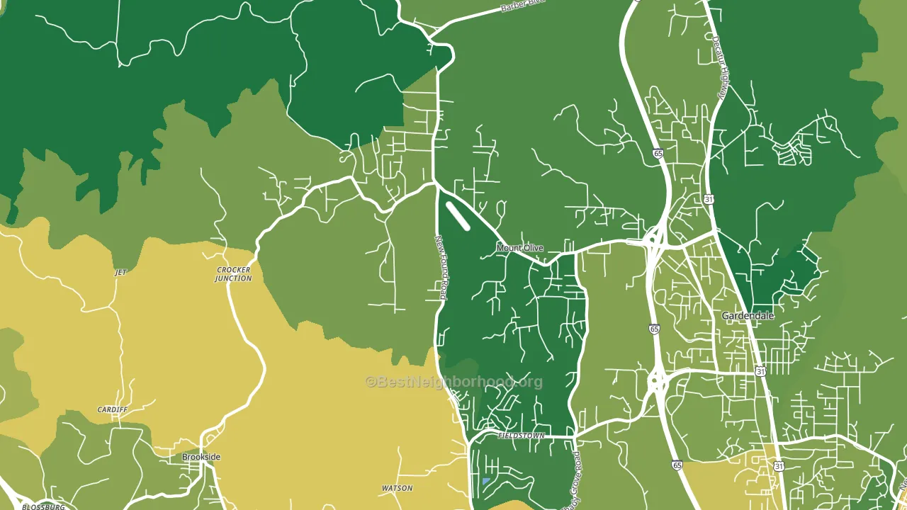 Mount Olive, AL block-group voter-turnout map