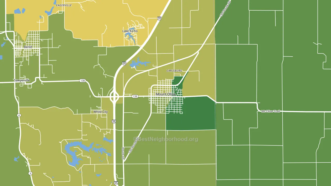 Mount Olive, IL block-group voter-turnout map