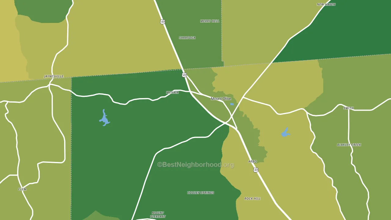 Mount Olive, MS block-group voter-turnout map