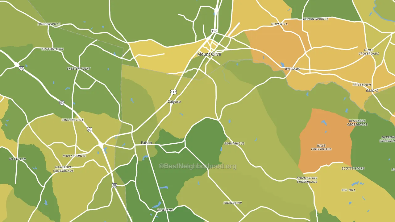 Mount Olive, NC block-group voter-turnout map