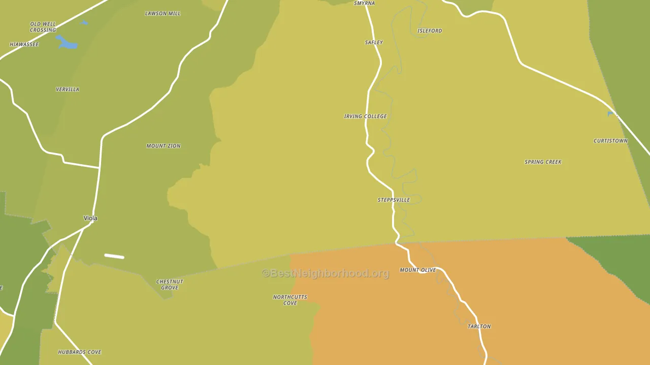 Mount Olive, TN block-group voter-turnout map