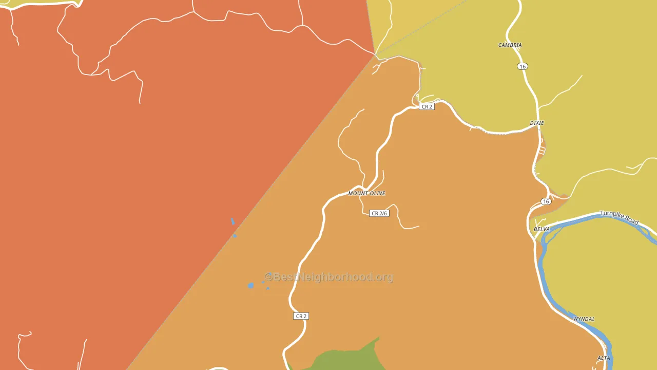 Mount Olive, WV block-group voter-turnout map
