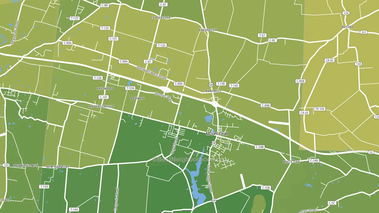 Mount Orab, OH block-group voter-turnout map