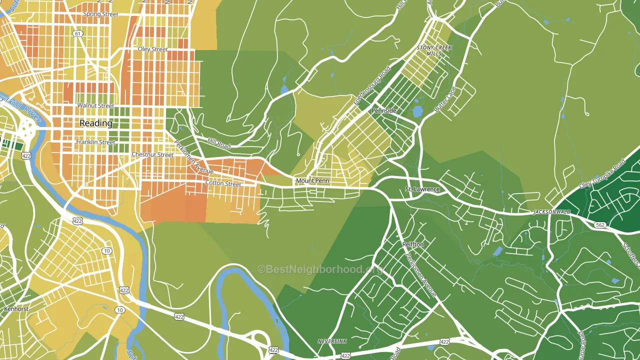 Mount Penn, PA block-group voter-turnout map