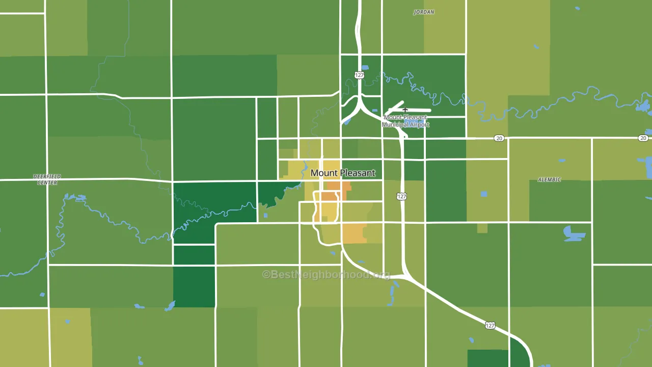 Mount Pleasant, MI block-group voter-turnout map