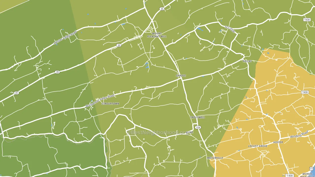 Mount Pleasant Mills, PA block-group voter-turnout map