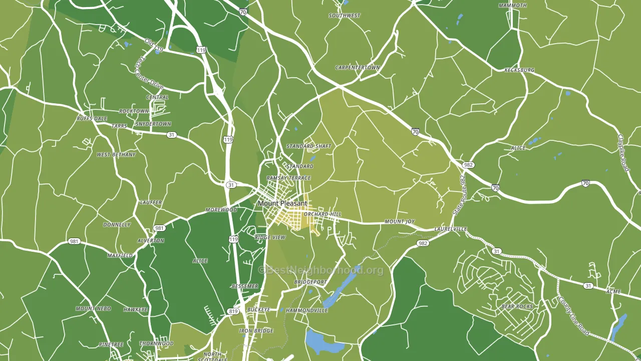 Mount Pleasant, PA block-group voter-turnout map