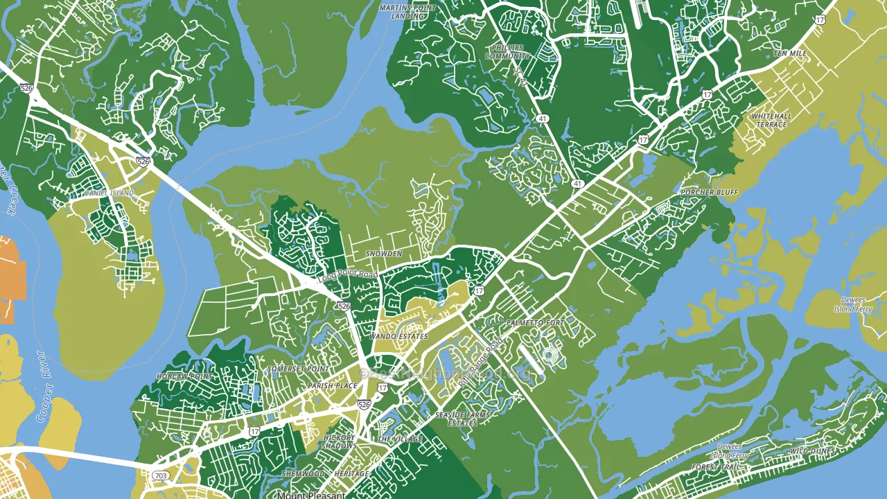 Mount Pleasant, SC block-group voter-turnout map