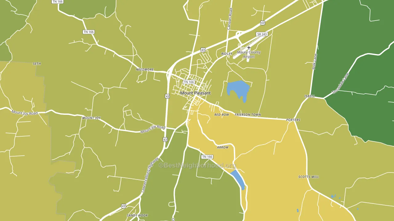 Mount Pleasant, TN block-group voter-turnout map