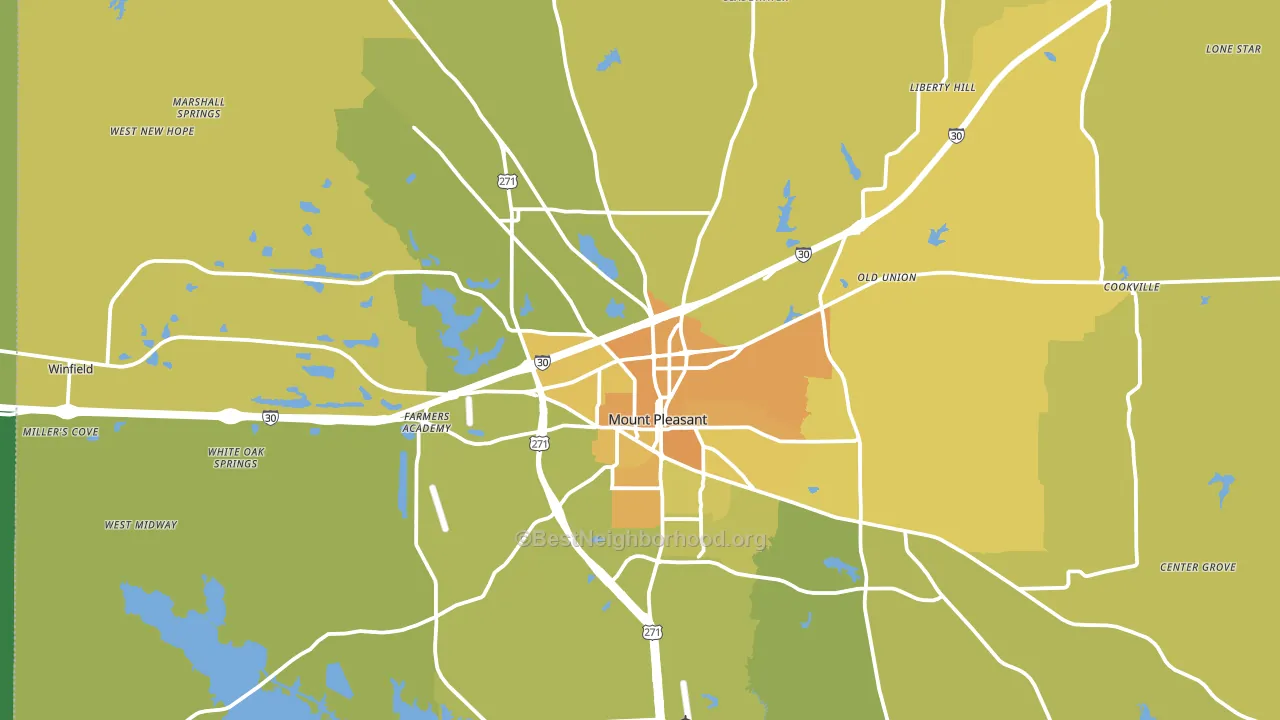 Mount Pleasant, TX block-group voter-turnout map
