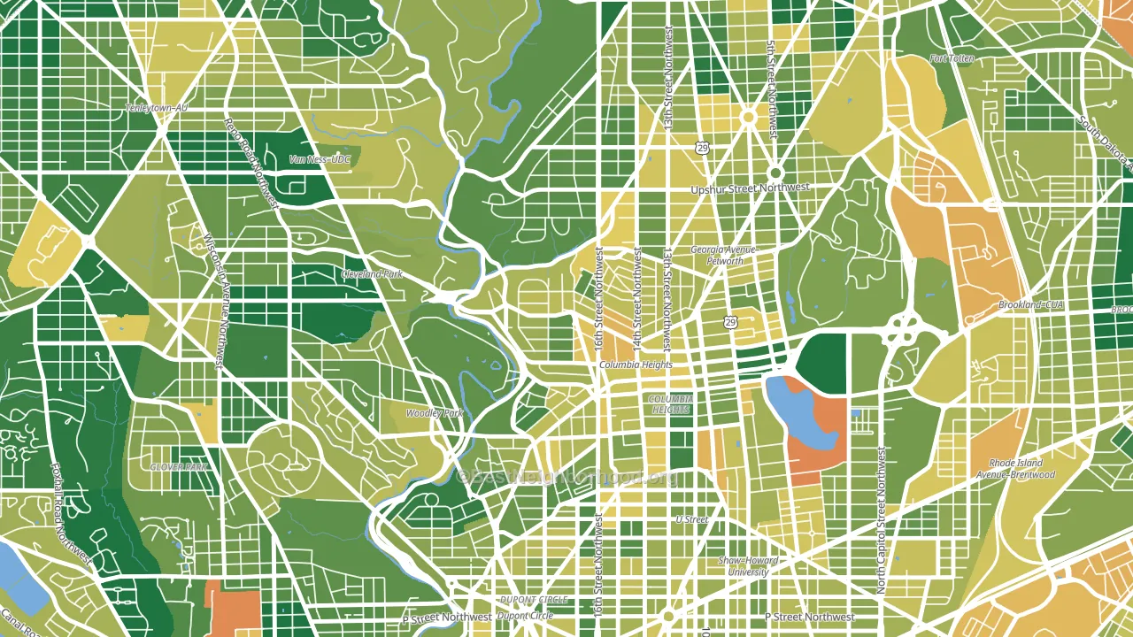 Mount Pleasant, Washington, DC block-group voter-turnout map
