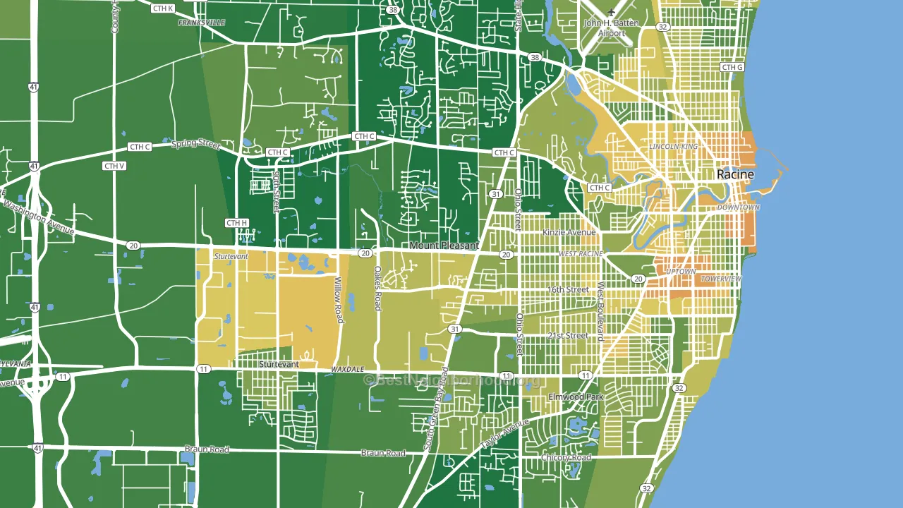 Mount Pleasant, WI block-group voter-turnout map