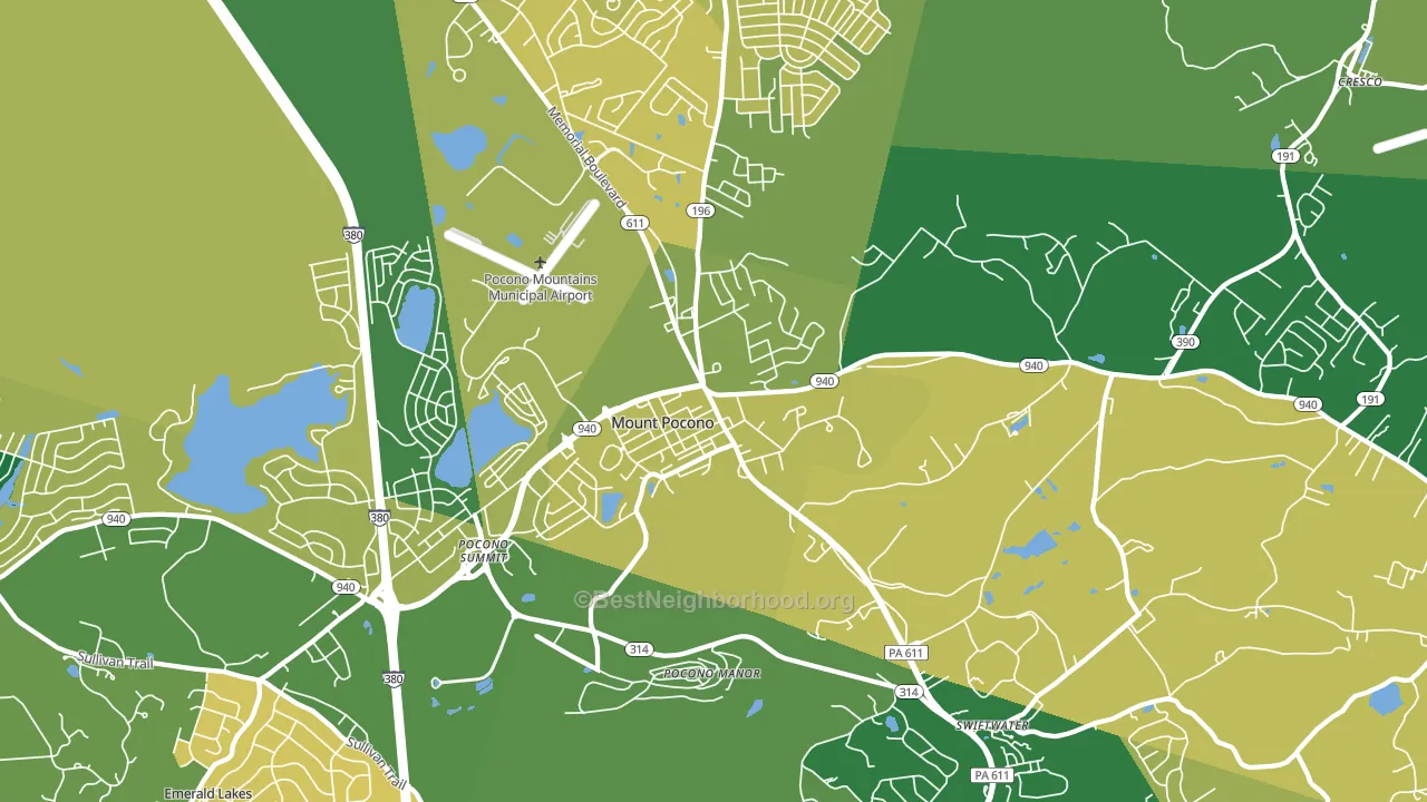 Mount Pocono, PA block-group voter-turnout map