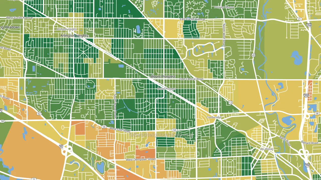 Mount Prospect, IL block-group voter-turnout map
