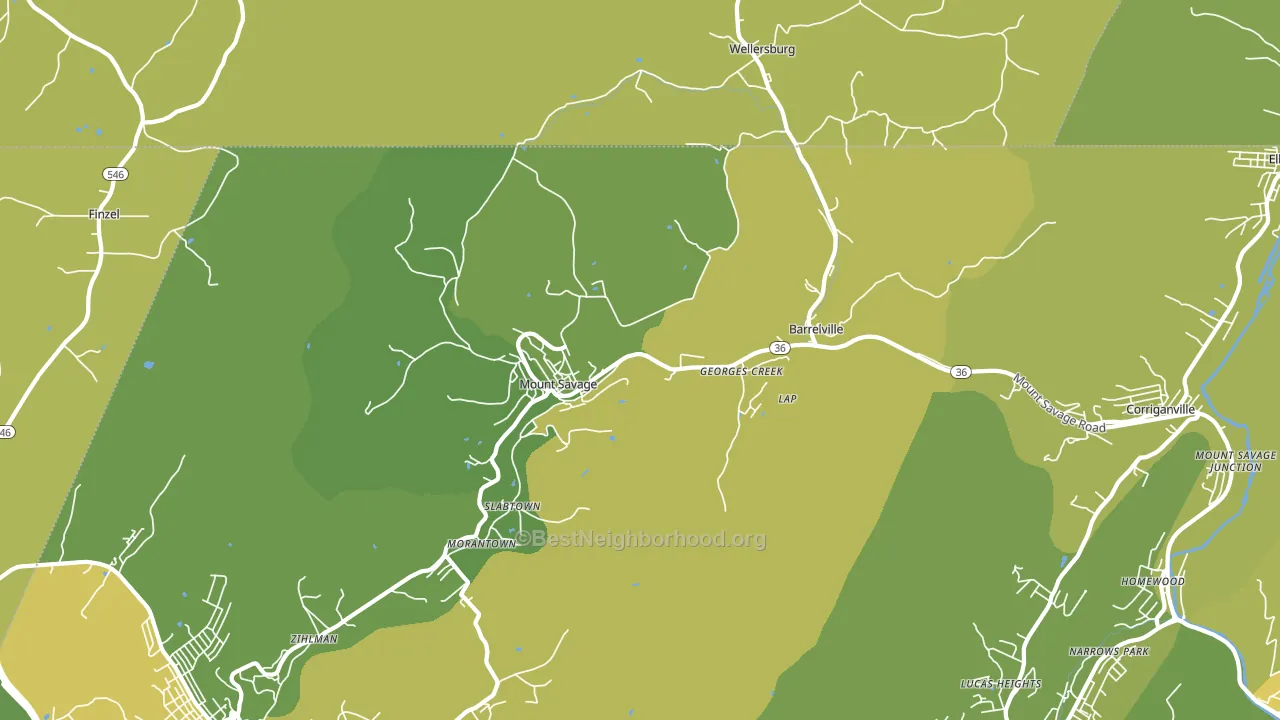 Mount Savage, MD block-group voter-turnout map