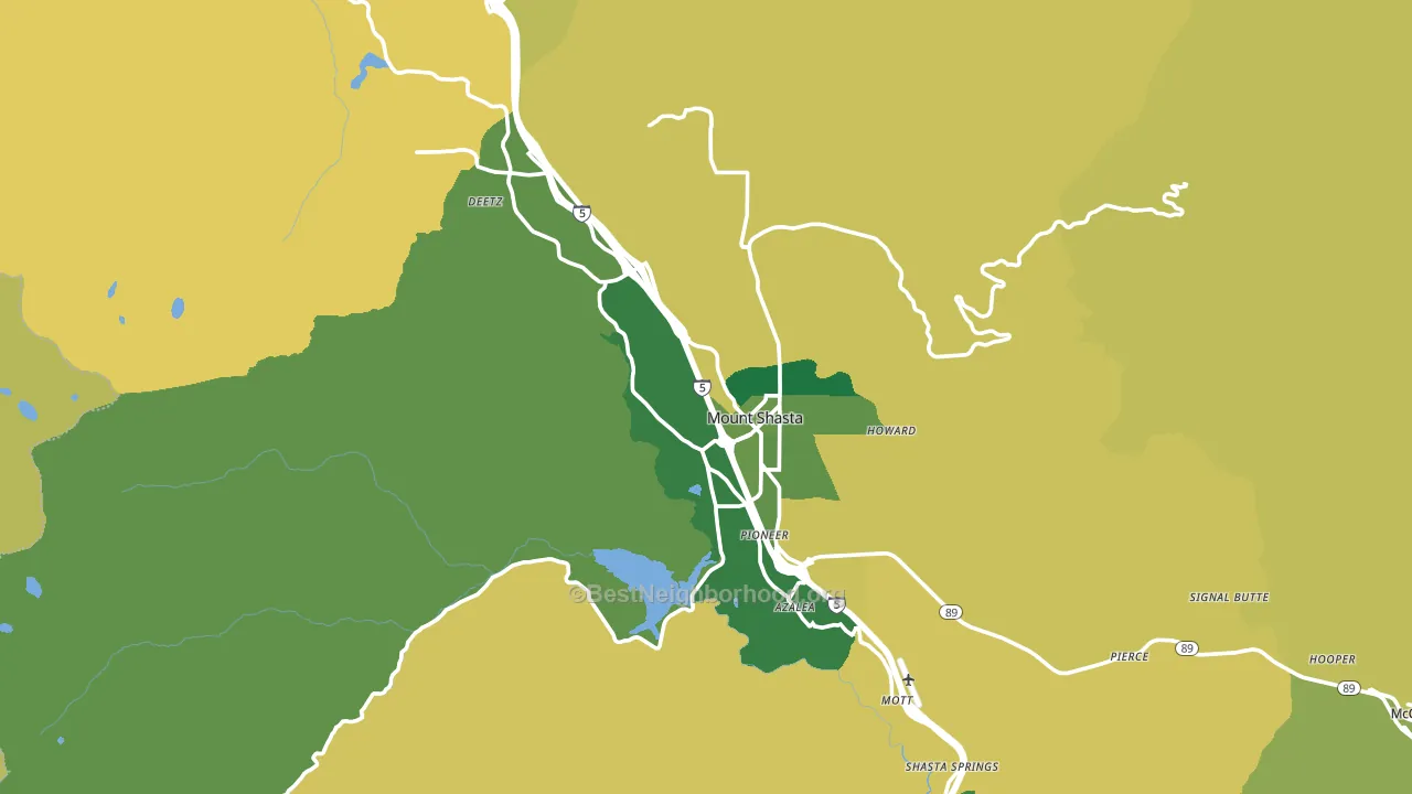 Mount Shasta, CA block-group voter-turnout map