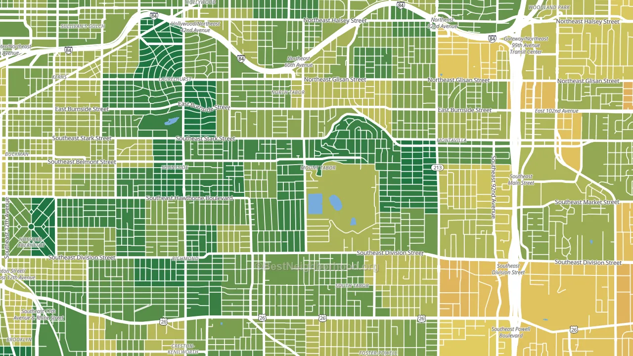Mount Tabor, Portland, OR block-group voter-turnout map