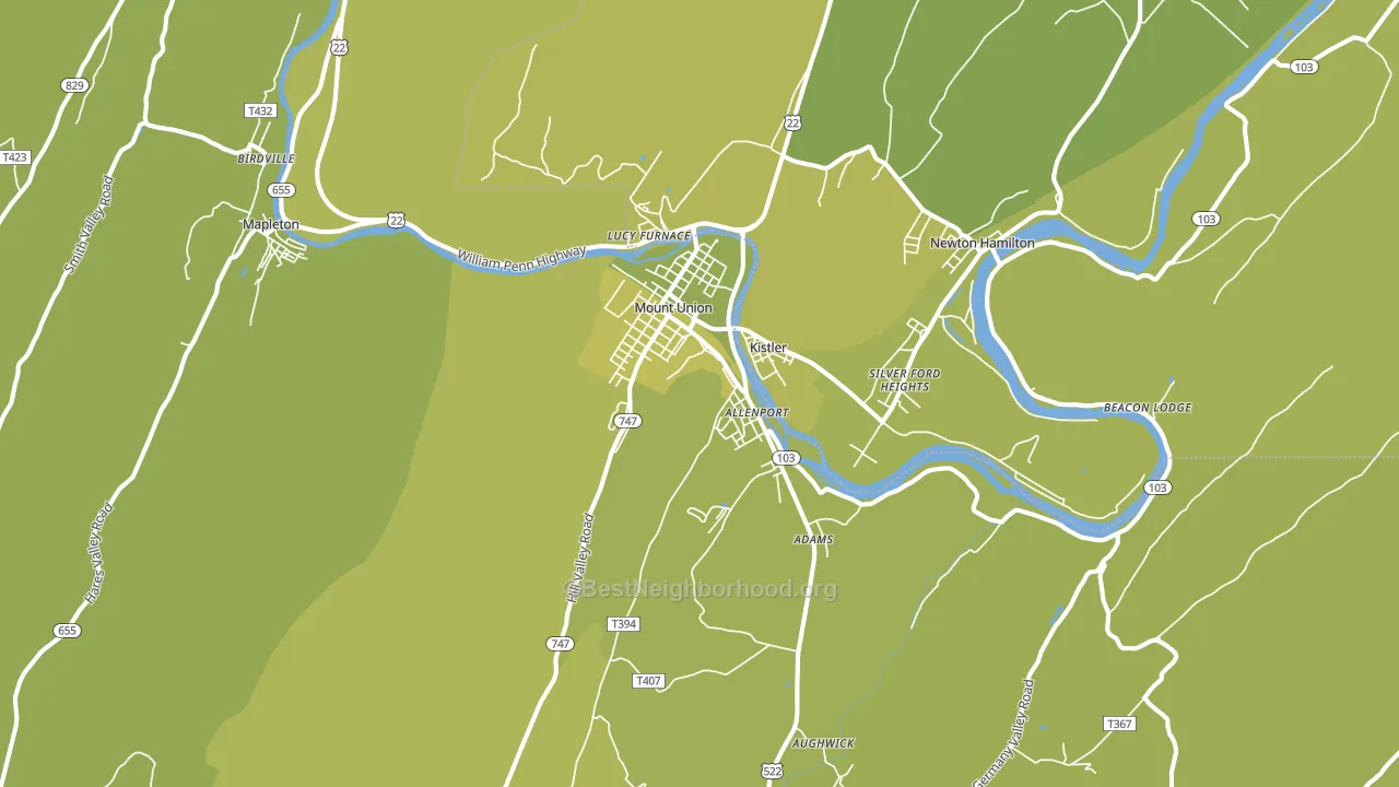 Mount Union, PA block-group voter-turnout map
