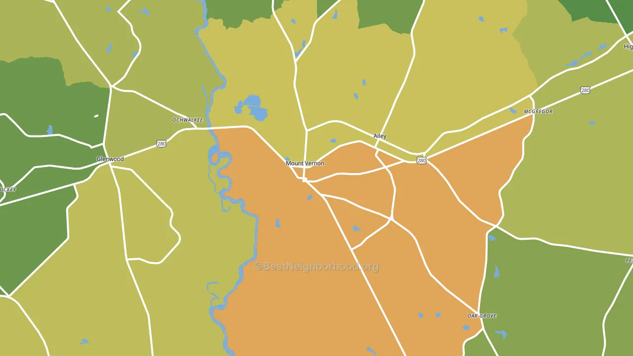Mount Vernon, GA block-group voter-turnout map