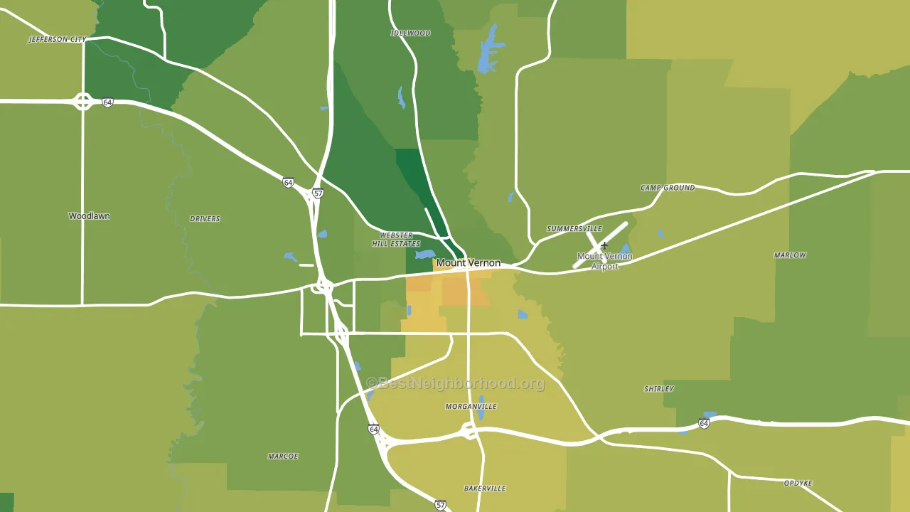 Mount Vernon, IL block-group voter-turnout map