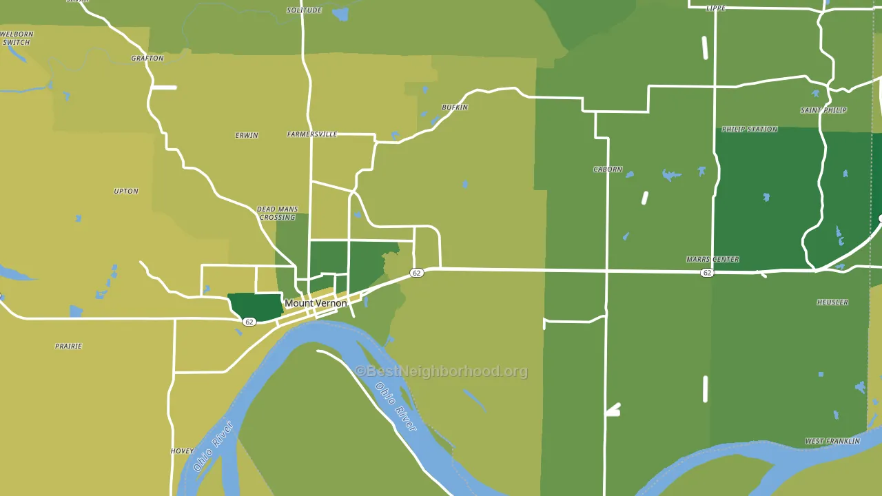 Mount Vernon, IN block-group voter-turnout map