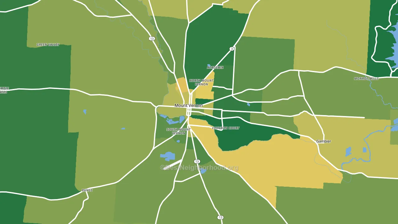 Mount Vernon, OH block-group voter-turnout map