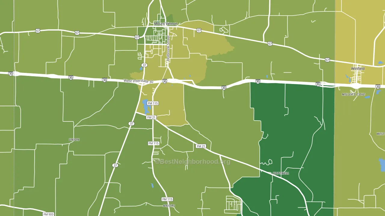 Mount Vernon, TX block-group voter-turnout map