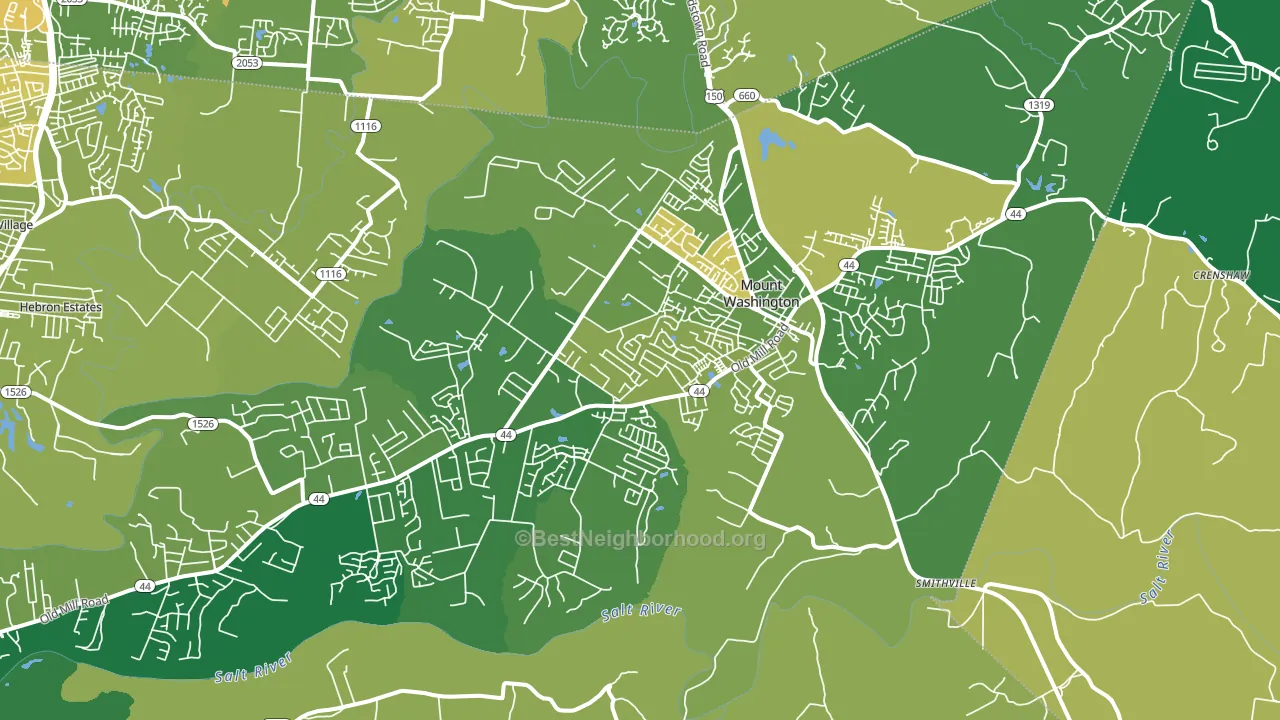 Mount Washington, KY block-group voter-turnout map