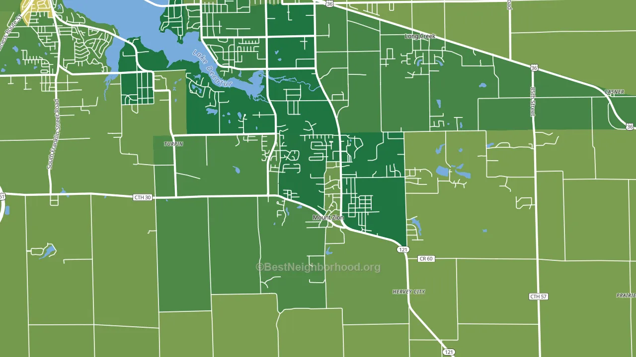 Mount Zion, IL block-group voter-turnout map