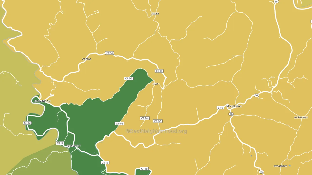 Mount Zion, WV block-group voter-turnout map
