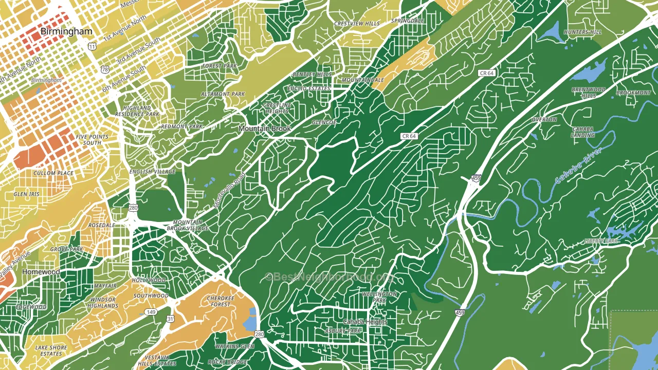 Mountain Brook, AL block-group voter-turnout map