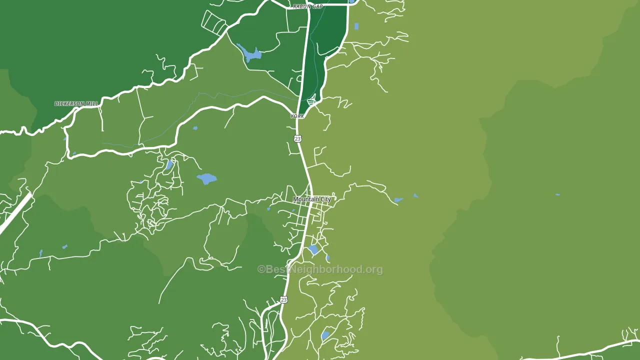 Mountain City, GA block-group voter-turnout map