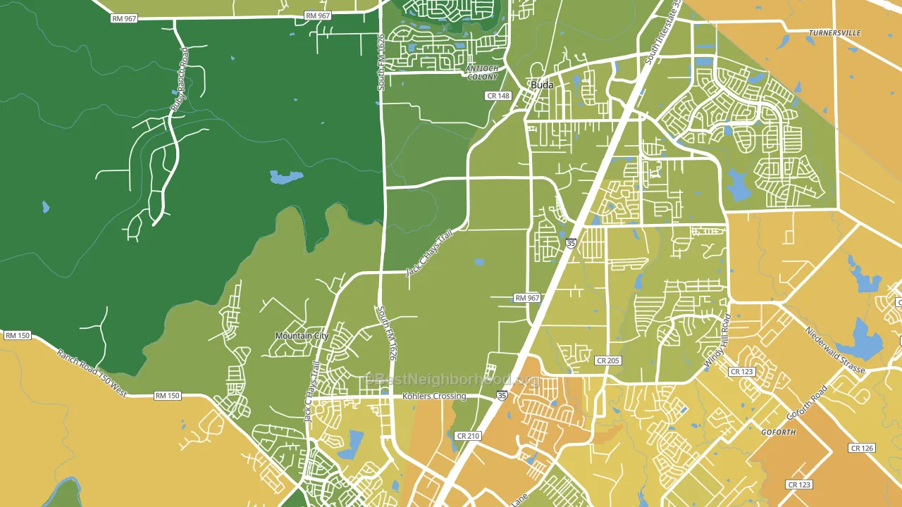 Mountain City, TX block-group voter-turnout map