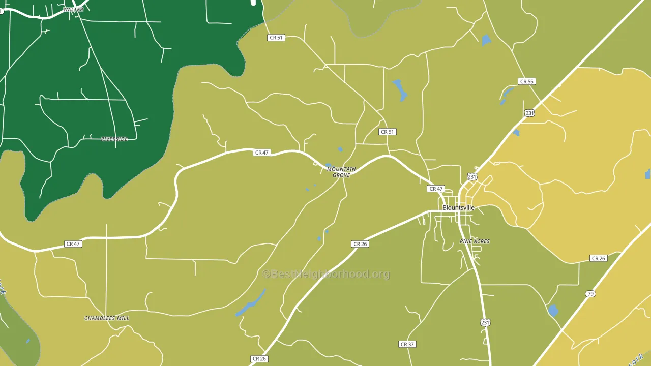 Mountain Grove, AL block-group voter-turnout map