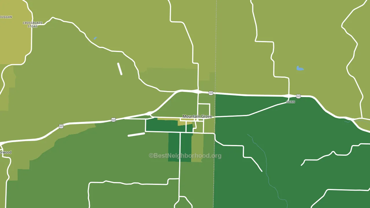 Mountain Grove, MO block-group voter-turnout map