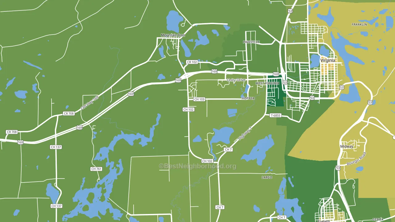 Mountain Iron, MN block-group voter-turnout map