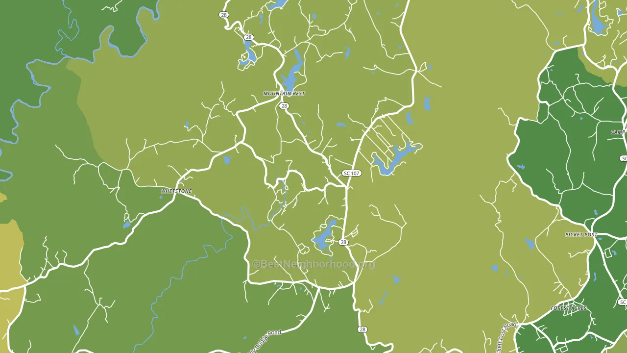 Mountain Rest, SC block-group voter-turnout map