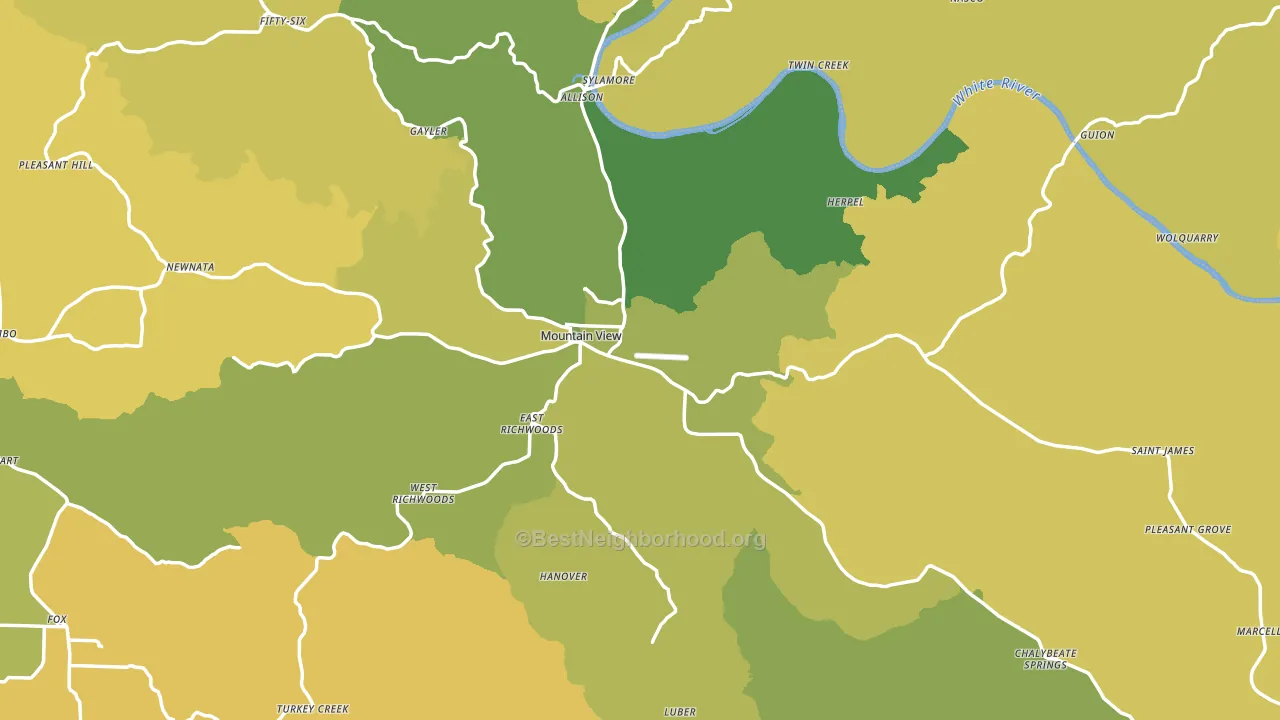Mountain View, AR block-group voter-turnout map